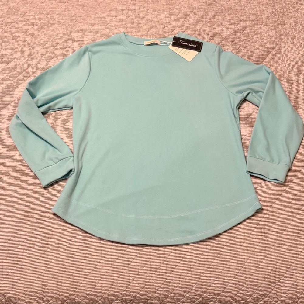 NWT Women's Light Teal Blue/Turquoise Long Sleeve Top
